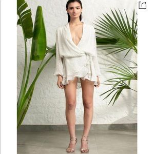 Rococo Sand White silver party mini dress